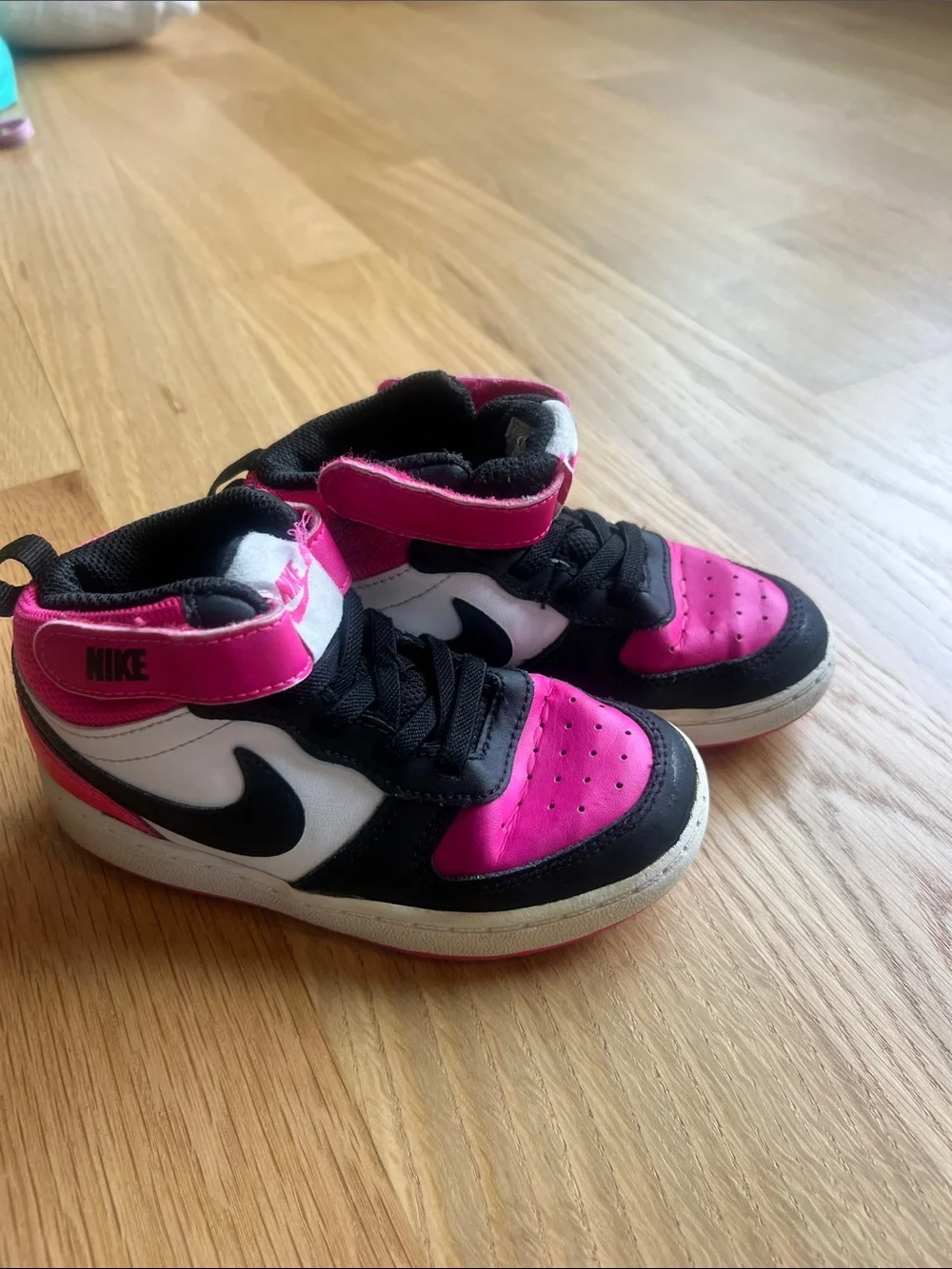 Nike Kids Mid-Top Sneakers in Pink, Black & White